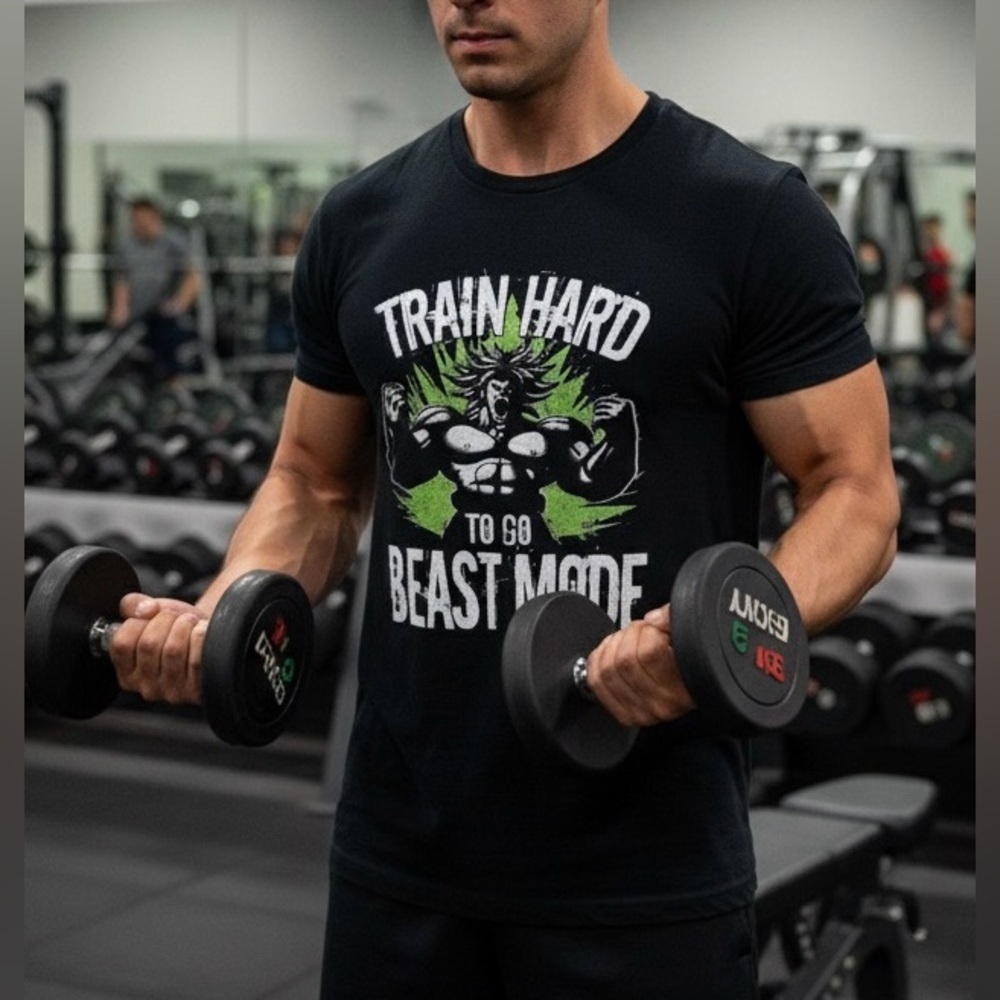 Dragon Ball Z Broly Train Hard To Go Beast Mode T-Shirt RARE DESIGN